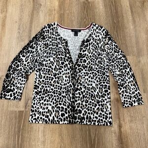 White House Black Market Leopard Print Cardigan Large